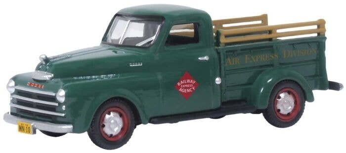 1948 Dodge B-1B Pickup Truck - Assembled -- Railway Express Agency (green, red), HO, Oxford Diecast 87DP48004