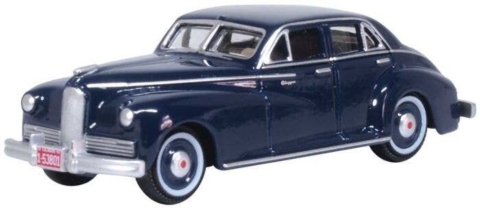 1942 Packard Clipper Custom Touring Sedan - Assembled -- Packard Blue, HO, Oxford Diecast 87PC42001