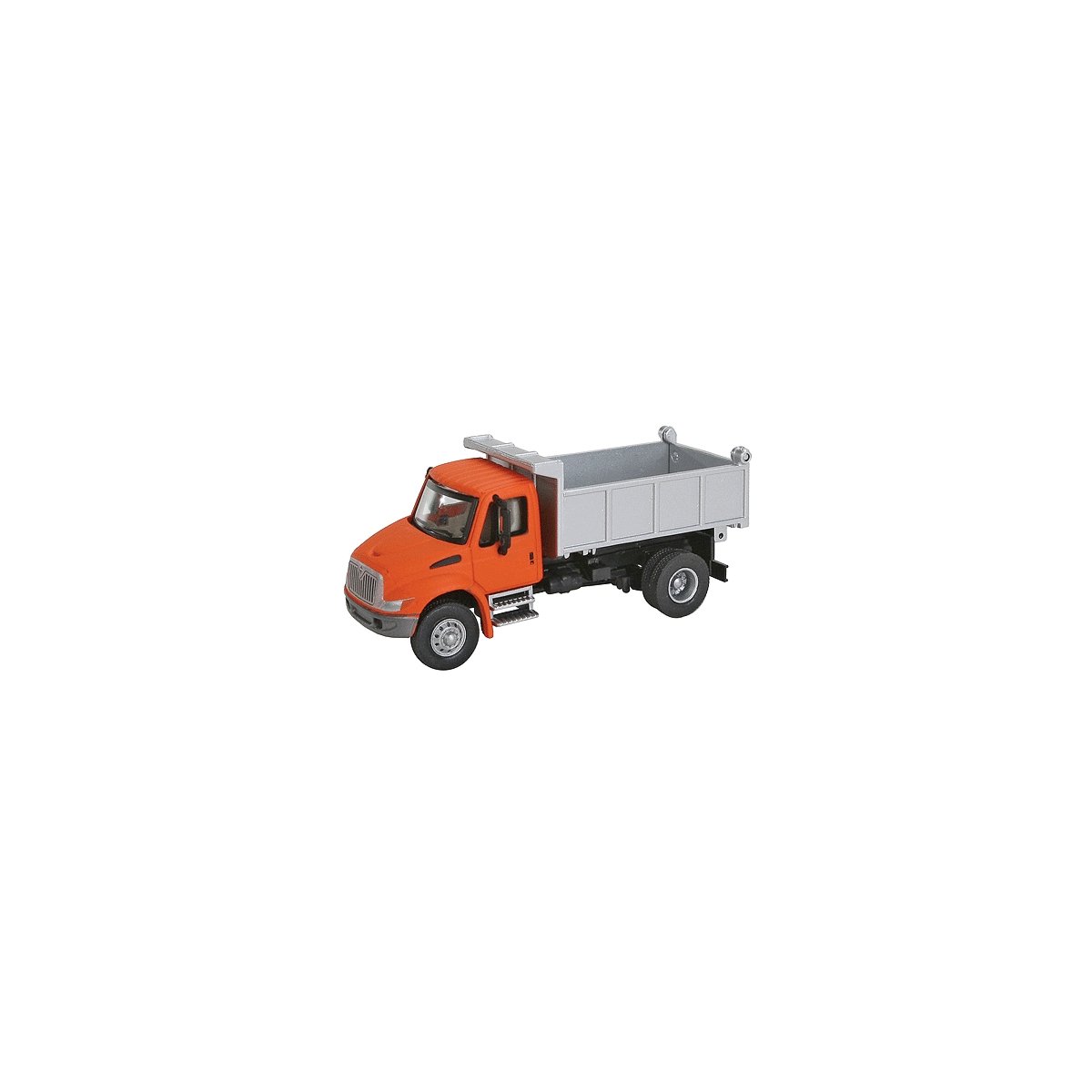 International(R) 4300 Single-Axle Dump Truck - Assembled -- Orange Cab, Silver Dump Bed, HO, Walthers SceneMaster 11633