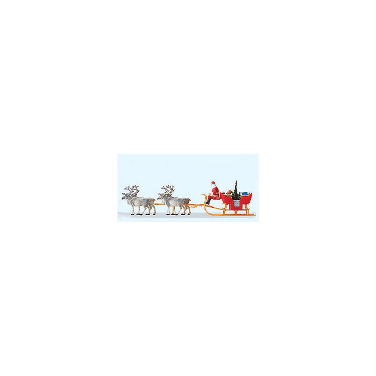 Christmas Sleigh -- Includes Santa, Packages & 4 Reindeer, HO, Preiser Kg 30399