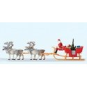 Christmas Sleigh -- Includes Santa, Packages & 4 Reindeer, HO, Preiser Kg 30399