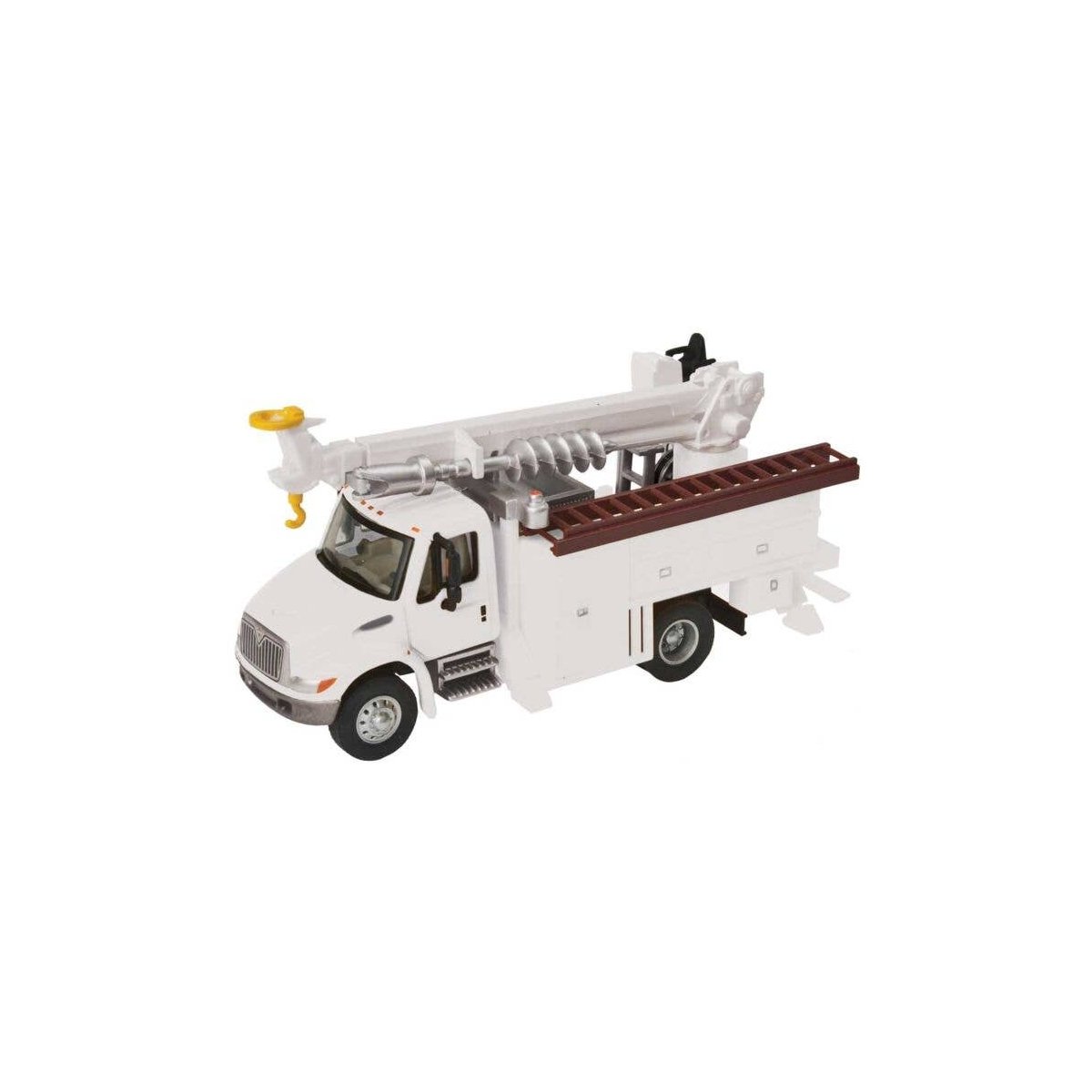 International(R) 4300 Utility Truck w/Drill - Assembled -- White (Includes Utility Company , HO, Walthers SceneMaster 11734