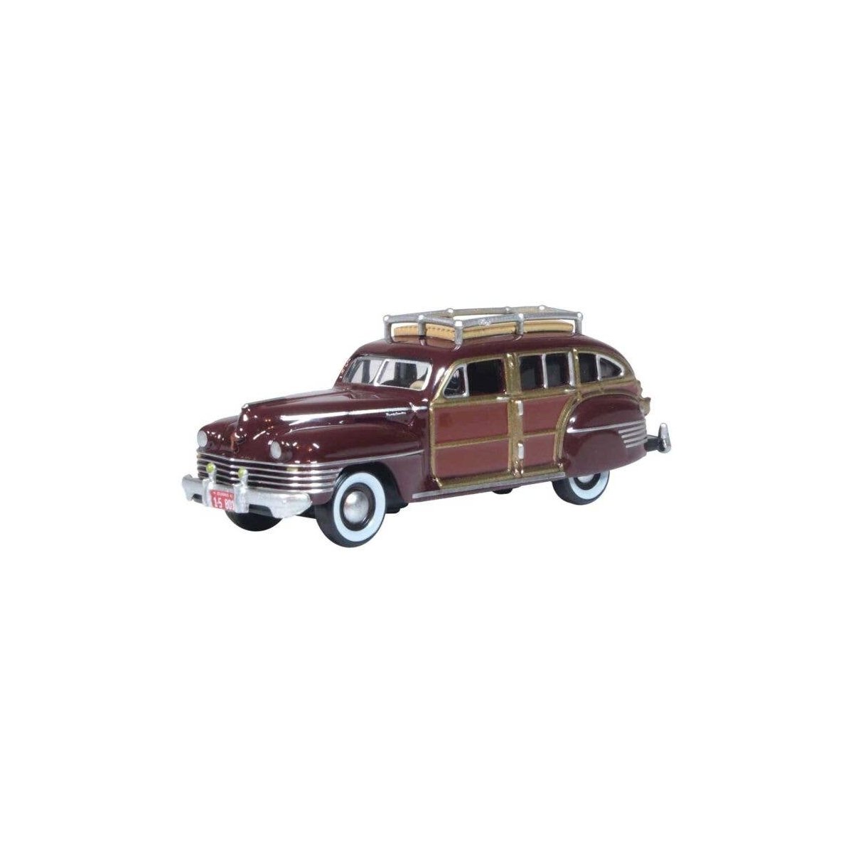 1942 Chrysler Town and Country Station Wagon - Assembled -- Regal Maroon Woody, HO, Oxford Diecast 87CB42001
