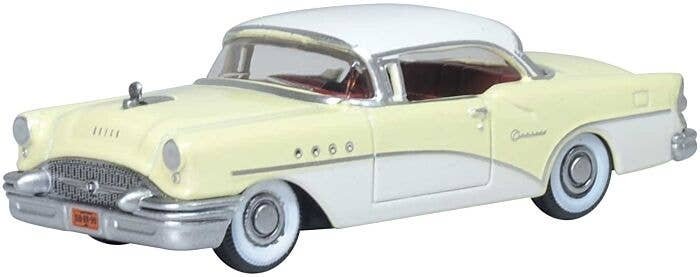 1955 Buick Century - Assembled -- Dover White, Condor Yellow, HO, Oxford Diecast 87BC55008