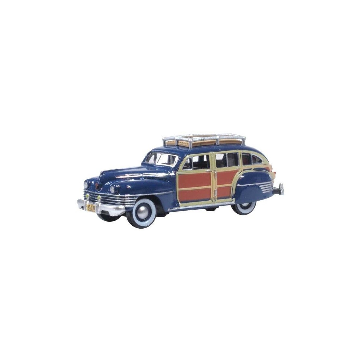 1942 Chrysler Town and Country Station Wagon - Assembled -- South Sea Blue, Woody, HO, Oxford Diecast 87CB42002