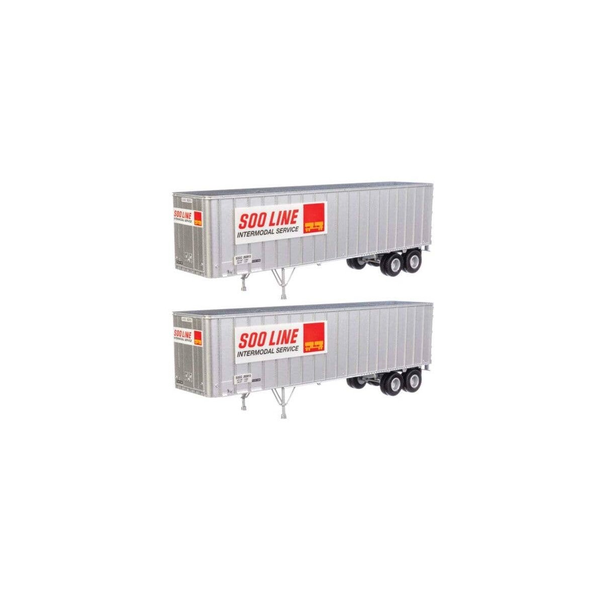 Flexi-Van 40′ Trailer 2-Pack - Assembled -- Soo Line (Intermodal Service placard end doors), HO, Walthers SceneMaster 2613