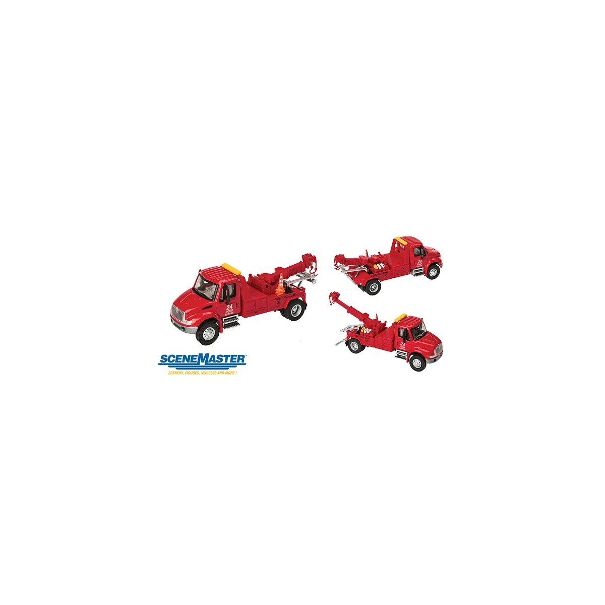 International(R) 4300 Tow Truck - Assembled -- Red, HO, Walthers SceneMaster 11531