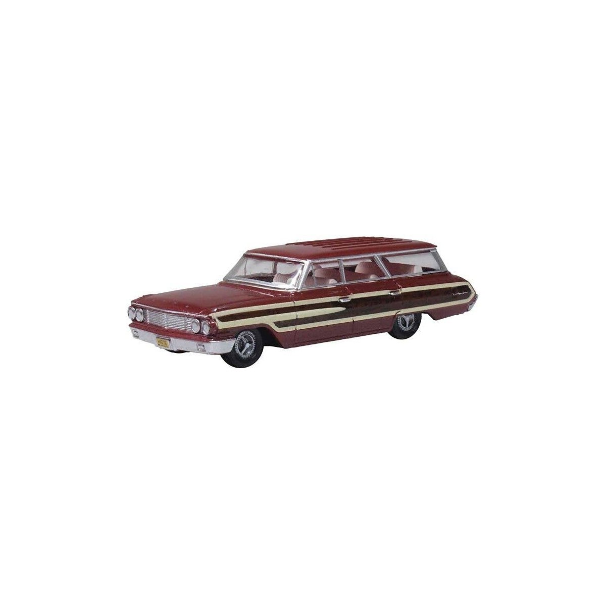 1964 Ford Country Sedan Station Wagon - Assembled -- Vintage Burgundy (Wood Panel), HO, Oxford Diecast 87FC64003