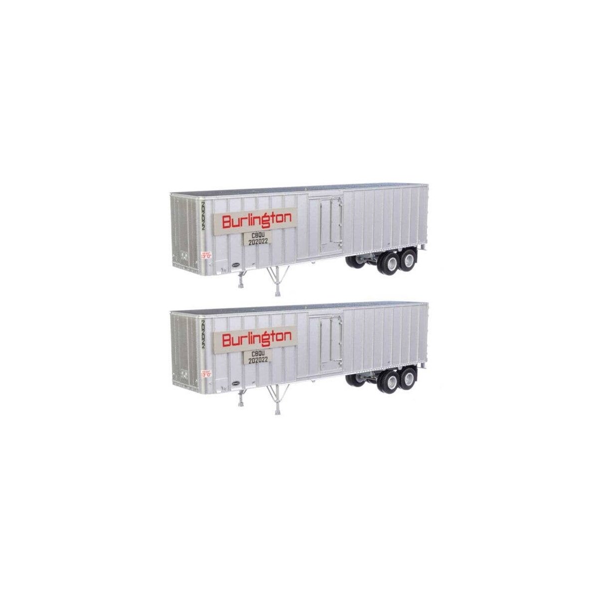 Flexi-Van 40′ Trailer 2-Pack - Assembled -- Chicago, Burlington & Quincy (Large Name Placard, HO, Walthers SceneMaster 2600