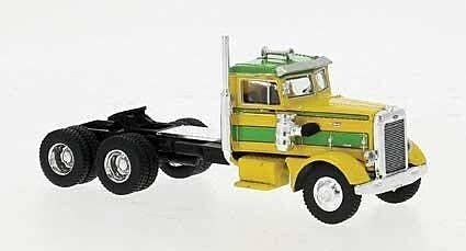 1955 Peterbilt 281 Semi Tractor Only - Assembled -- Yellow, Green, HO, Brekina Automodelle 85760