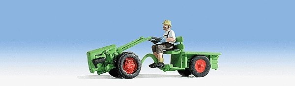 Farm Machinery -- Two Wheel Tractor w/Figure (green), HO, Noch Gmbh & Co 16750