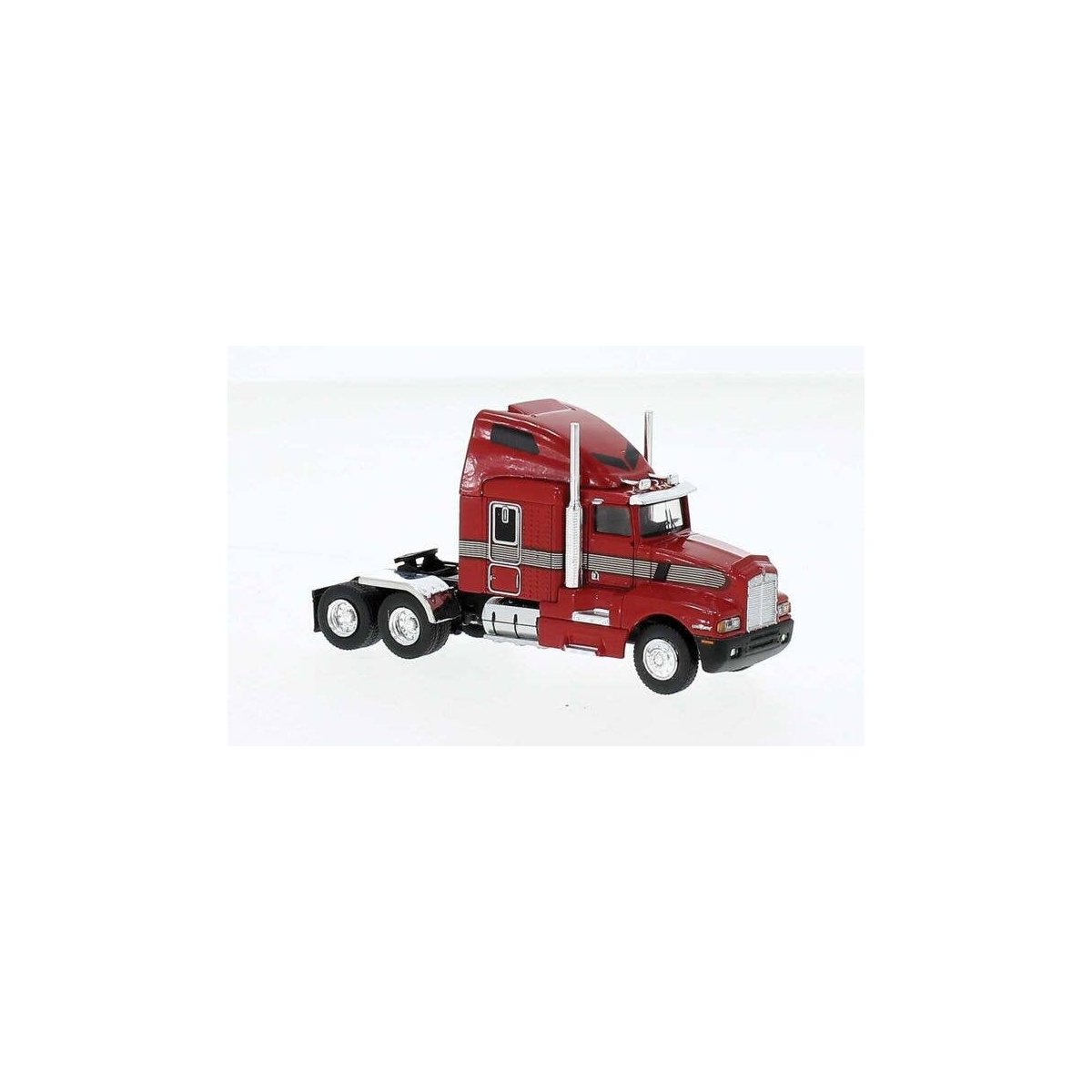 1984 Kenworth T600 Sleeper-Cab Tractor Only - Assembled -- Red, Brown, HO, Brekina Automodelle 85935