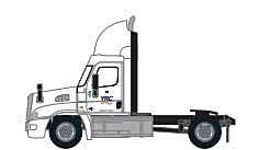 Freightliner Cascadia Raised-Roof 2-Axle Semi Tractor - Assembled -- YRC Freight 5 (white, orange, N, Trainworx Inc 4259005