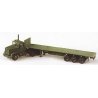 Military - US/NATO (Modern) - Heavy Trucks -- M915 Conventional 3-Axle Tractor with M872 3-Axle Flatbed Trailer (green), HO, Tri