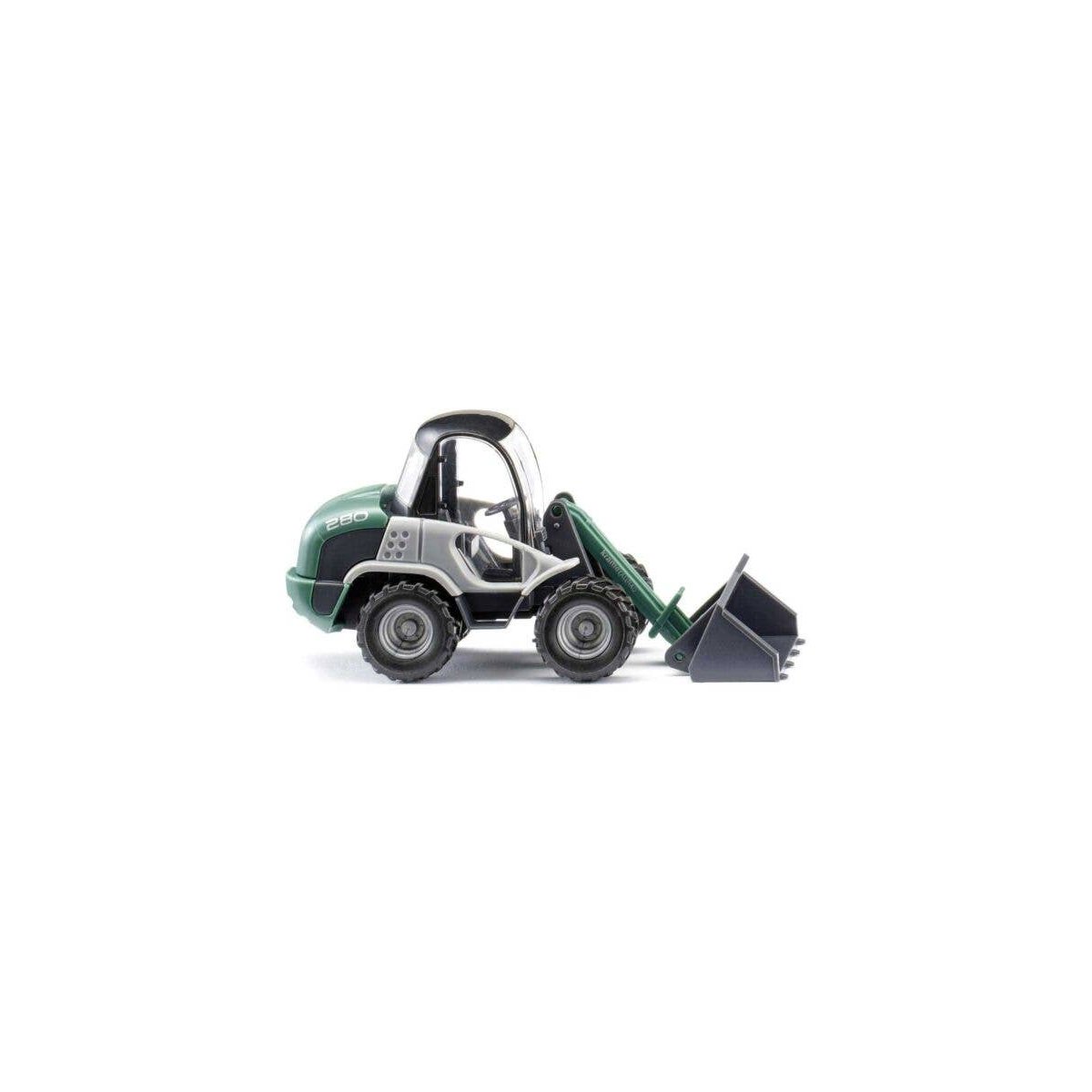 Kramer 280 Wheel Loader - Assembled -- Green, Gray, Silver, HO, Wiking 65305
