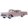 1958 Chevrolet Impala Sport Coupe - Assembled -- Metallic Cay Coral, Snowcrest White, HO, Oxford Diecast 87CIS58001