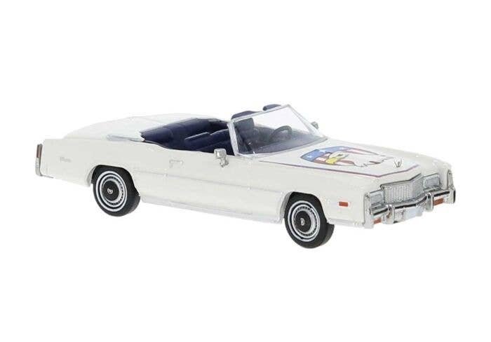 1975 Cadillac Eldorado Convertible - Assembled -- Top Down (white, Eagle Graphics), HO, Brekina Automodelle 19759