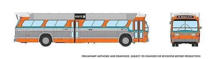 1959-1986 GM New Look/Fishbowl Bus - Deluxe Lighted - Assembled -- Miami-Dade 109 (silver, or, HO, Rapido Trains Inc 753143