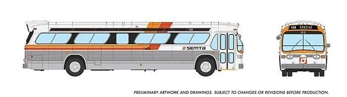 Mid-1960s - 1980s Suburban New Look Bus - Lighted - Assembled -- SEMTA Detroit Area 1521 (sil, HO, Rapido Trains Inc 753131