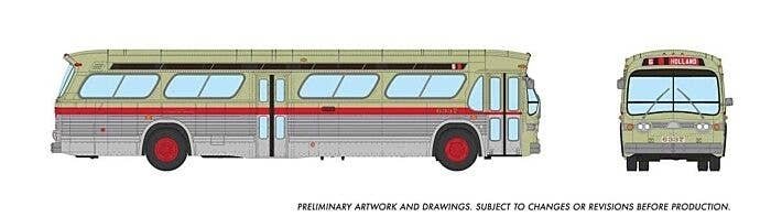 1959-1986 GM New Look/Fishbowl Bus - Deluxe Lighted - Assembled -- Ottawa OTC 6337 (beige, si, HO, Rapido Trains Inc 753156