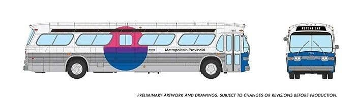 Mid-1960s - 1980s Suburban New Look Bus - Lighted - Assembled -- Metropolitan Provincial Mont, HO, Rapido Trains Inc 753121