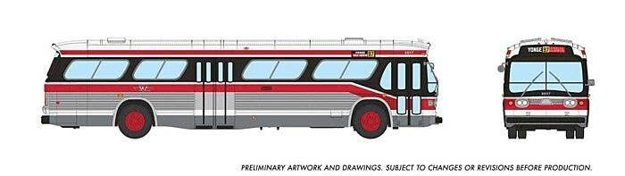 1959-1986 GM New Look/Fishbowl Bus - Deluxe Lighted - Assembled -- Toronto Transit Commission, HO, Rapido Trains Inc 751102