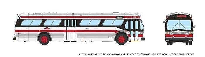 1959-1986 GM New Look/Fishbowl Bus - Deluxe Lighted - Assembled -- Toronto Transit Commission, HO, Rapido Trains Inc 751106