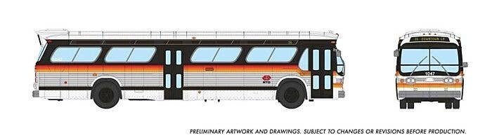1959-1986 GM New Look/Fishbowl Bus - Deluxe Lighted - Assembled -- Los Angeles SCRTD 1047 (wh, HO, Rapido Trains Inc 753141