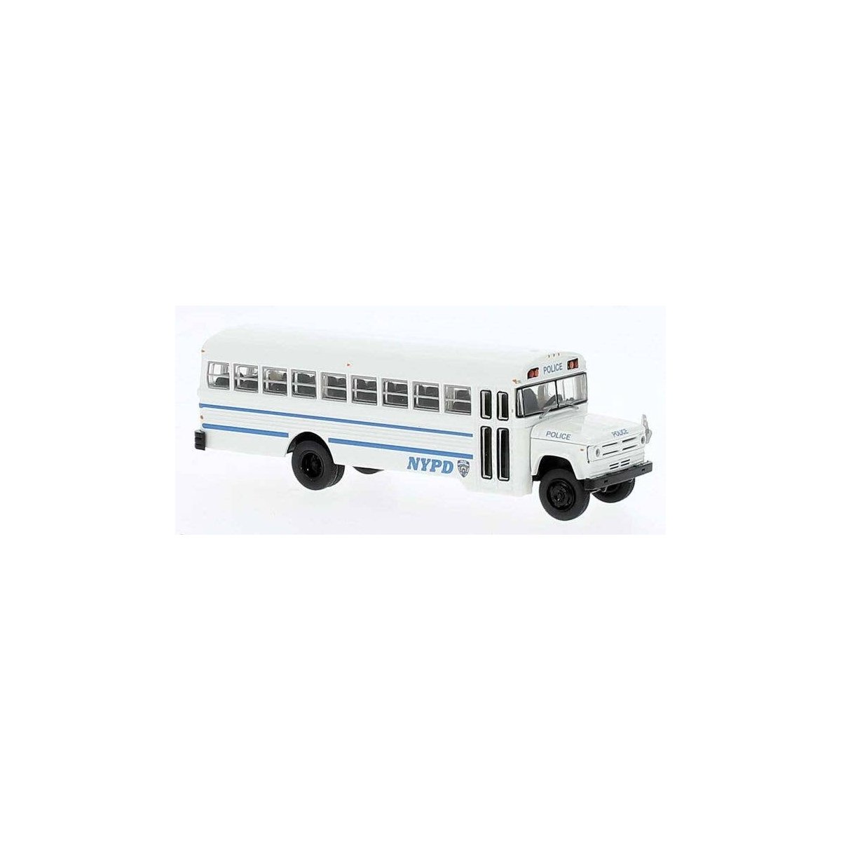 1960s-1970s Dodge S 600 Bus - Assembled -- New York Police Department (white, blue), HO, Brekina Automodelle 61332