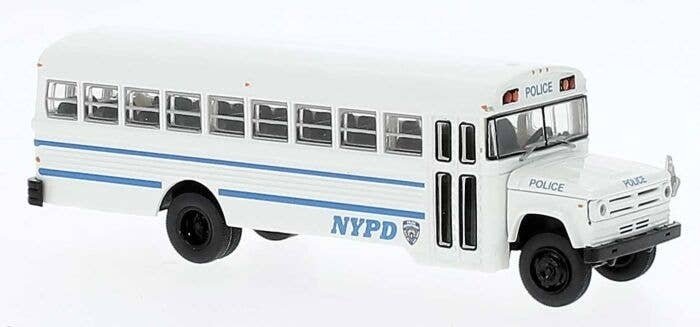 1960s-1970s Dodge S 600 Bus - Assembled -- New York Police Department (white, blue), HO, Brekina Automodelle 61332