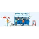 Kebab Concession Trailer with Accessories -- German Lettering, HO, Preiser Kg 10747