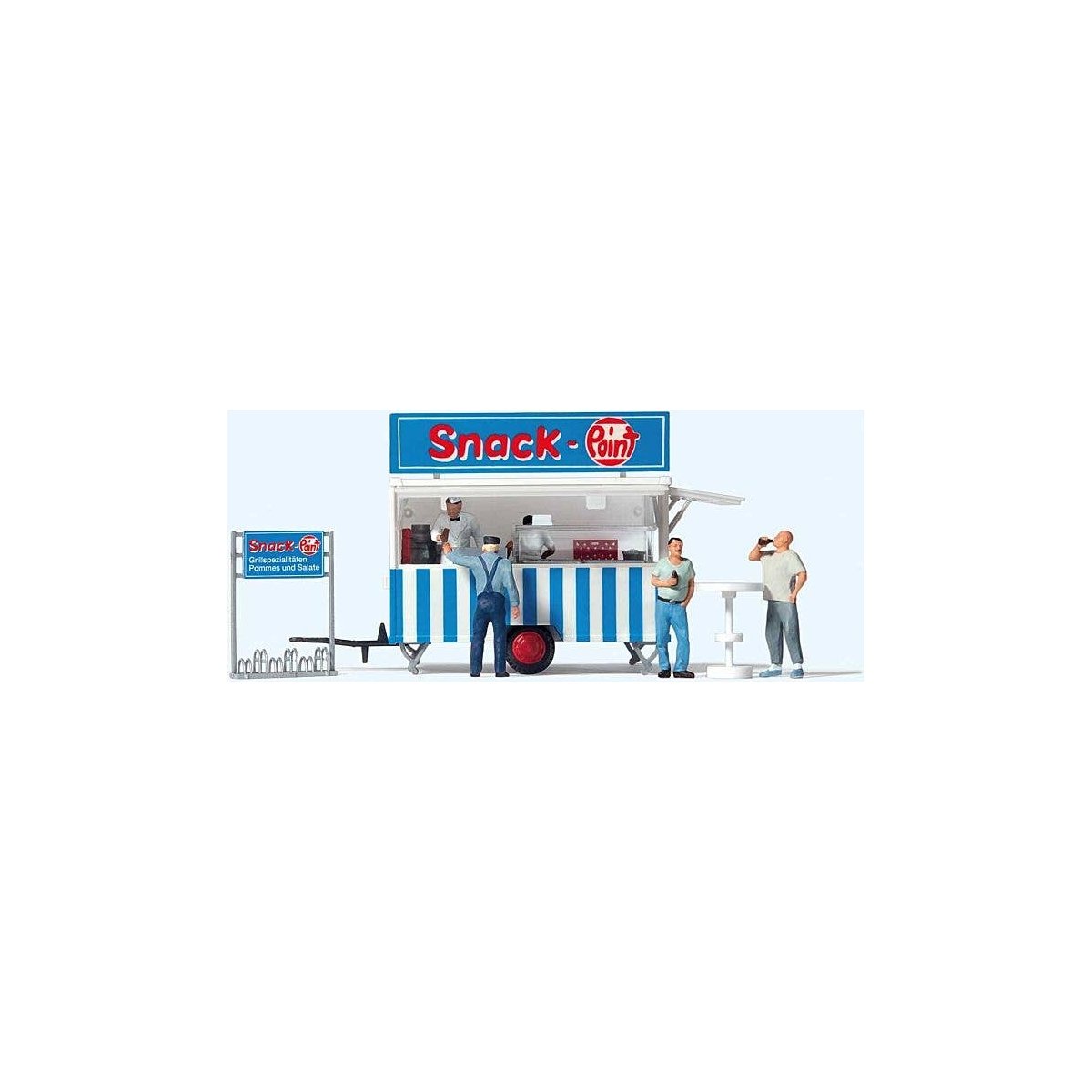 Snack Concession Trailer with Figures -- 5 Figures, HO, Preiser Kg 10749