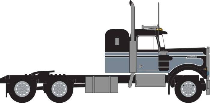 1970s Kenworth W900 Seminole Tractor w/36′ Sleeper Cab - Assembled -- Black, Gray, N, Trainworx Inc 49031
