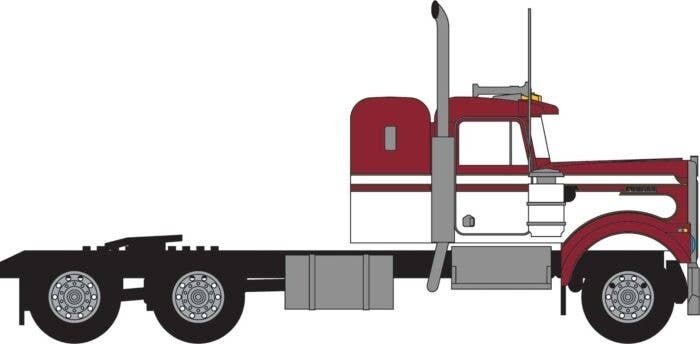 1970s Kenworth W900 Seminole Tractor w/36′ Sleeper Cab - Assembled -- Red, White, N, Trainworx Inc 49032