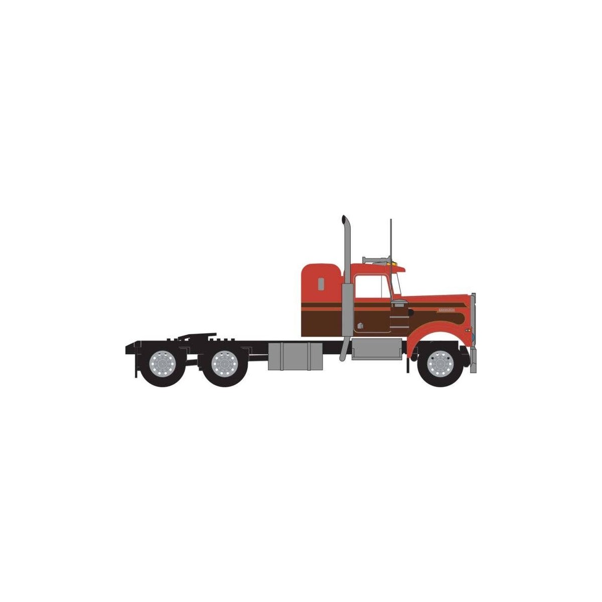 1970s Kenworth W900 Seminole Tractor w/36′ Sleeper Cab - Assembled -- Orange, Brown, N, Trainworx Inc 49033