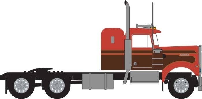 1970s Kenworth W900 Seminole Tractor w/36′ Sleeper Cab - Assembled -- Orange, Brown, N, Trainworx Inc 49033