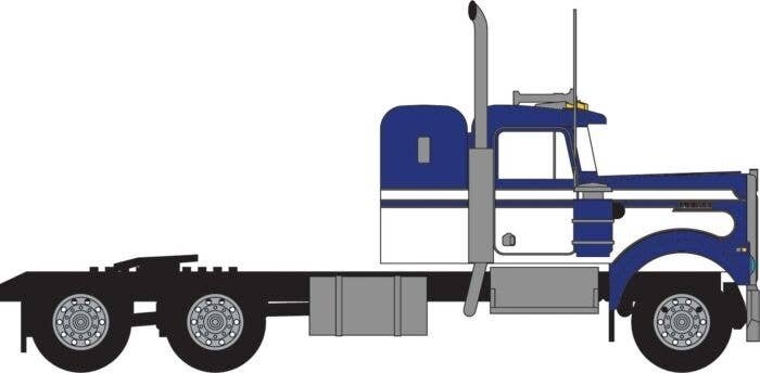 1970s Kenworth W900 Seminole Tractor w/36′ Sleeper Cab - Assembled -- Blue, White, N, Trainworx Inc 49034