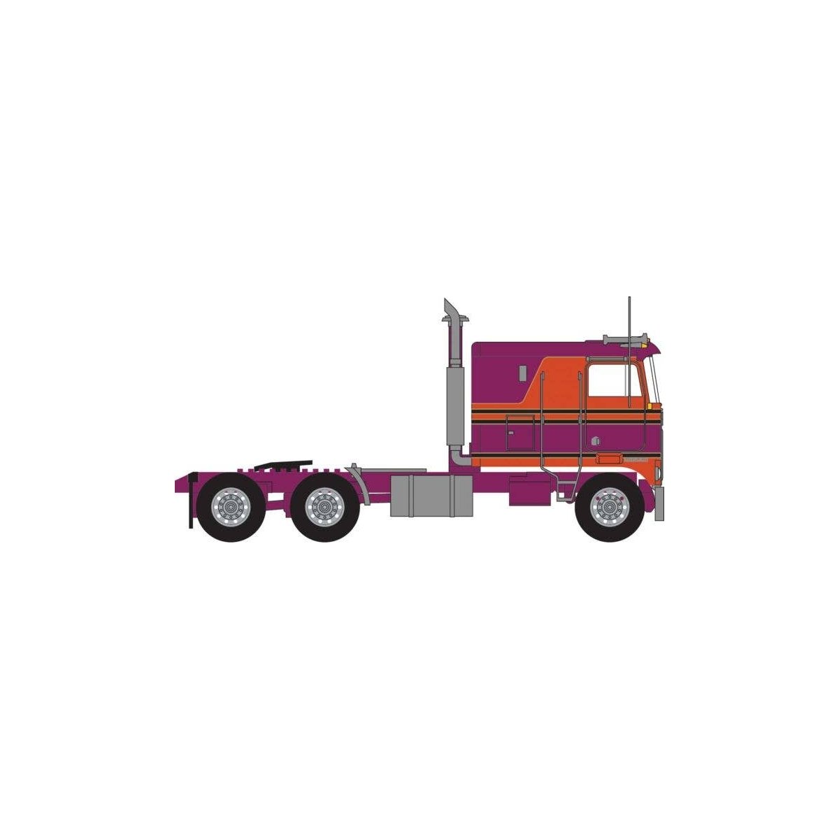 1970s Kenworth K100 Salem Tractor w/VIT Flat-Top Sleeper Cab - Assembled -- Burgundy, Orange, N, Trainworx Inc 41053