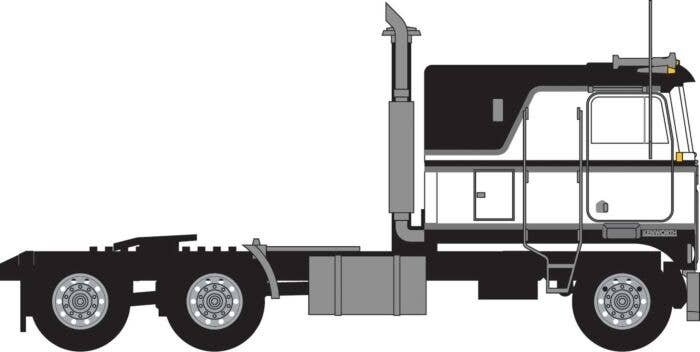 1970s Kenworth K100 Potomac Tractor w/VIT Flat-Top Sleeper Cab - Assembled -- Black, White, N, Trainworx Inc 41055