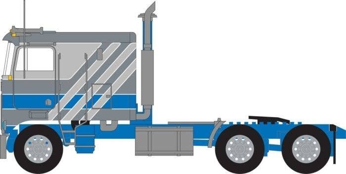 1970s Kenworth K100 Salem Tractor w/VIT Flat-Top Sleeper Cab - Assembled -- Gray, Blue, N, Trainworx Inc 41057