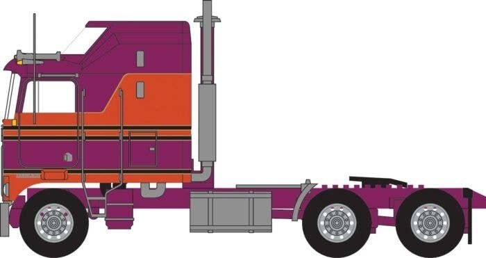 1970s Kenworth K100 Salem Tractor w/Aerodyne Sleeper Cab - Assembled -- Burgundy, Orange, N, Trainworx Inc 41063
