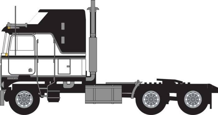 1970s Kenworth K100 Potomac Tractor w/Aerodyne Sleeper Cab - Assembled -- Black, White, N, Trainworx Inc 41065