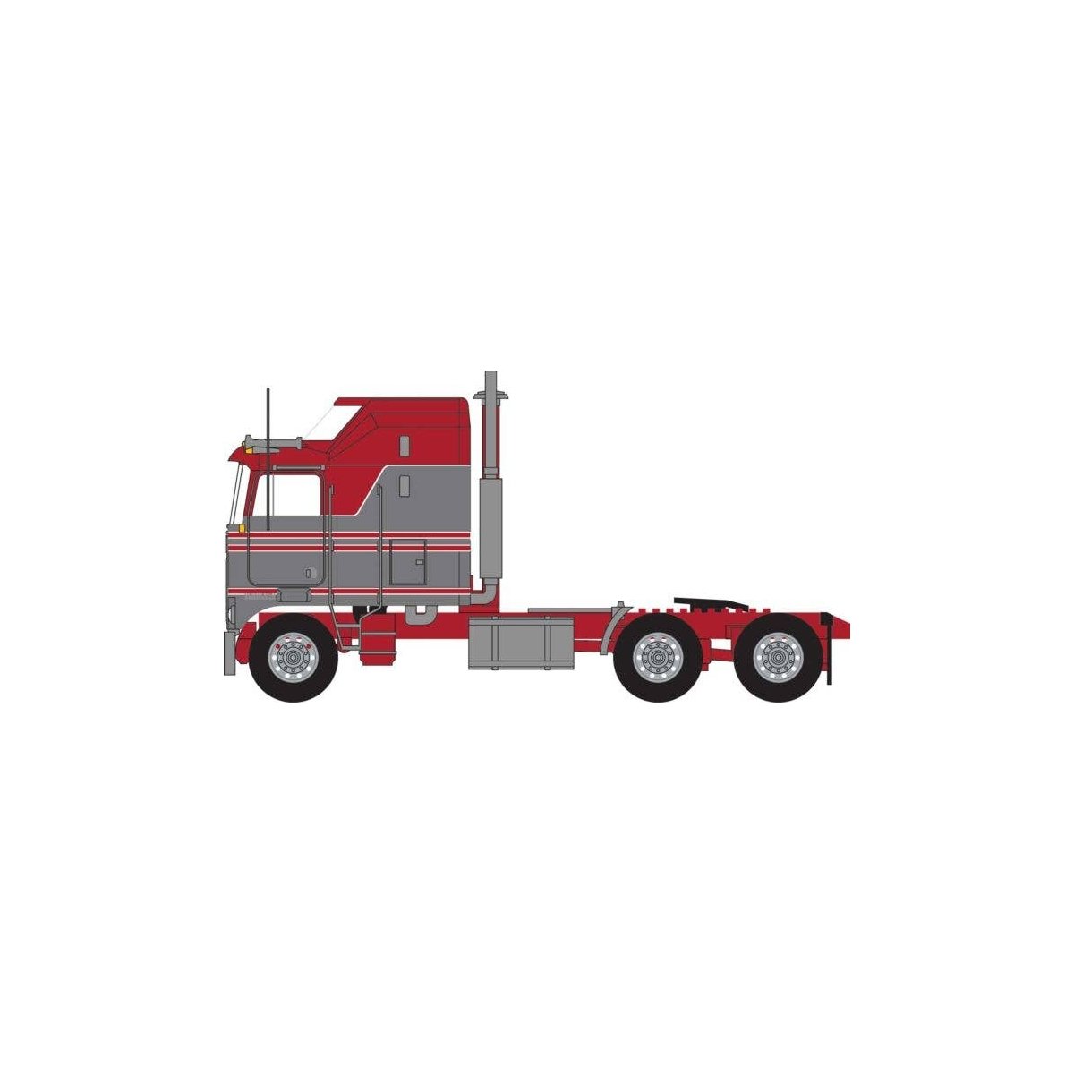 1970s Kenworth K100 Salem Tractor w/Aerodyne Sleeper Cab - Assembled -- Red, Gray, N, Trainworx Inc 41061