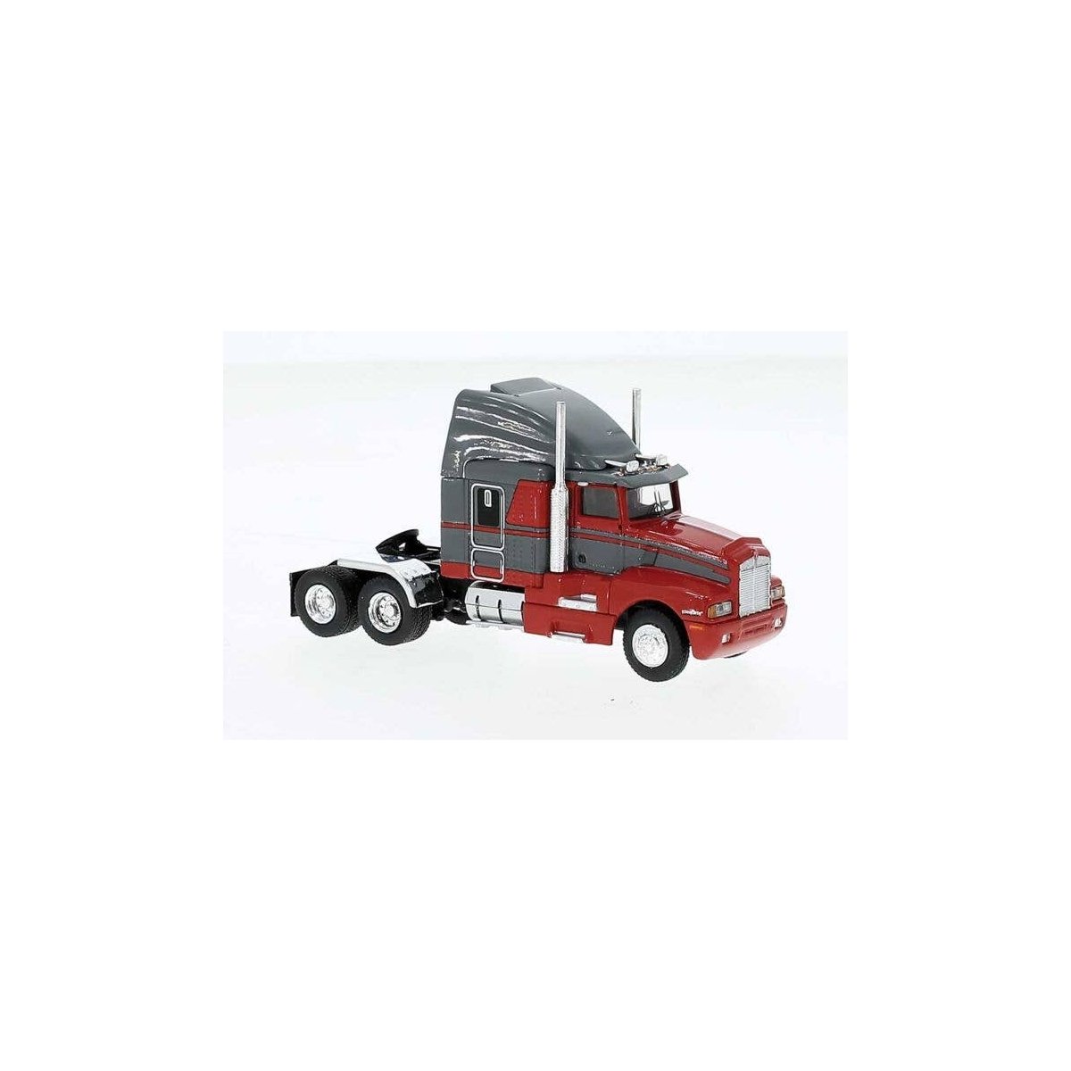 1984 Kenworth T600 Sleeper-Cab Tractor Only - Assembled -- Red, Gray, HO, Brekina Automodelle 85933