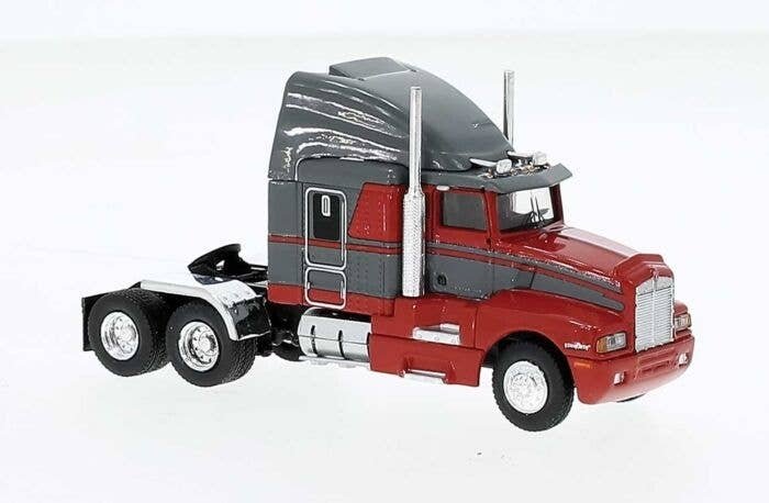 1984 Kenworth T600 Sleeper-Cab Tractor Only - Assembled -- Red, Gray, HO, Brekina Automodelle 85933