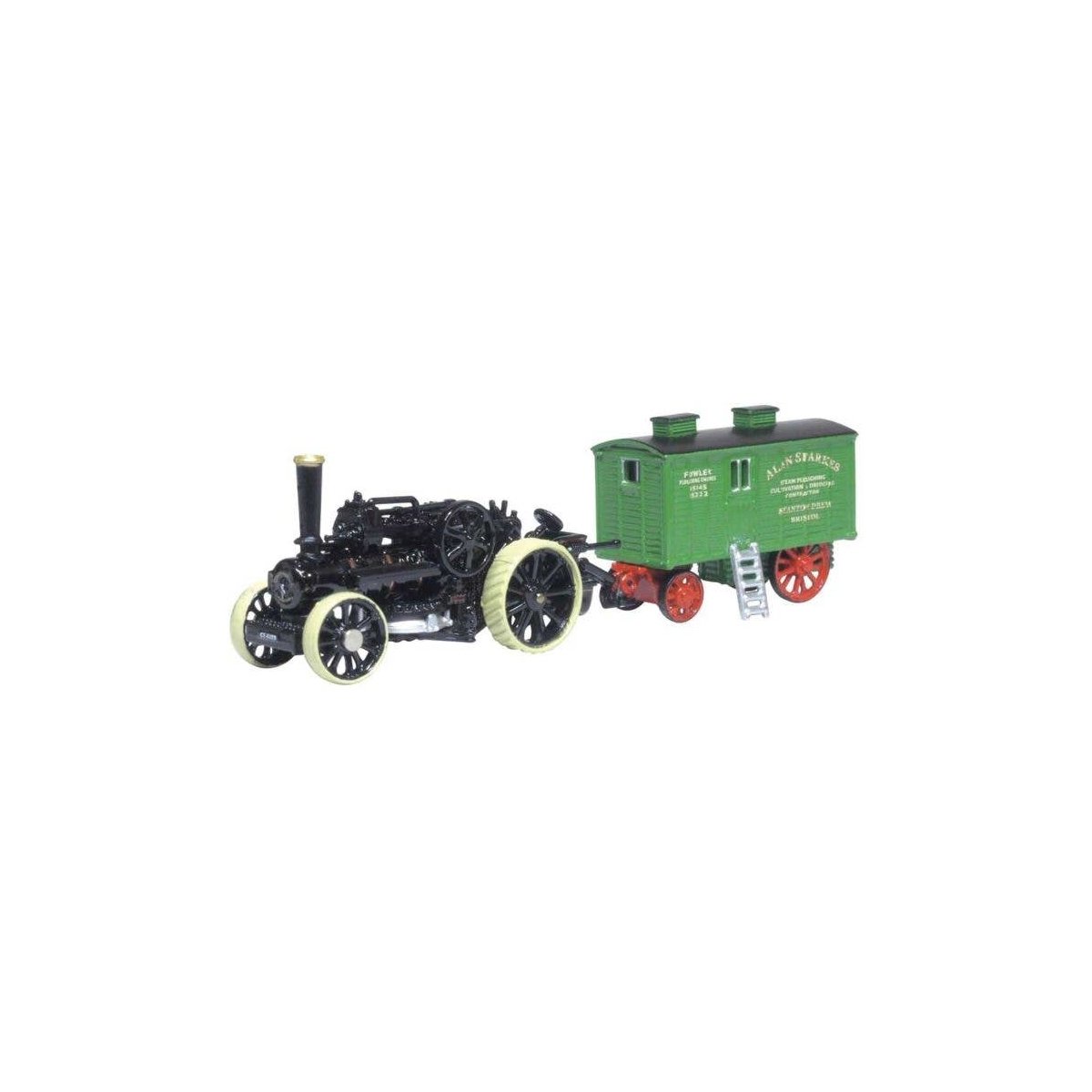 1918 Fowler BB1 Plowing Engine w/Living Trailer - Assembled -- No. 15222 Bristol Rover (black, A, N, Oxford Diecast NFBB002