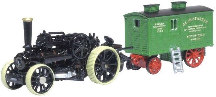 1918 Fowler BB1 Plowing Engine w/Living Trailer - Assembled -- No. 15222 Bristol Rover (black, A, N, Oxford Diecast NFBB002