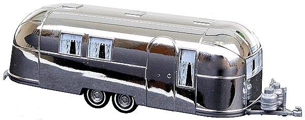 1958 Airstream Aluminum Camping Trailer - Assembled -- Silver, HO, Busch Gmbh & Co Kg 44982
