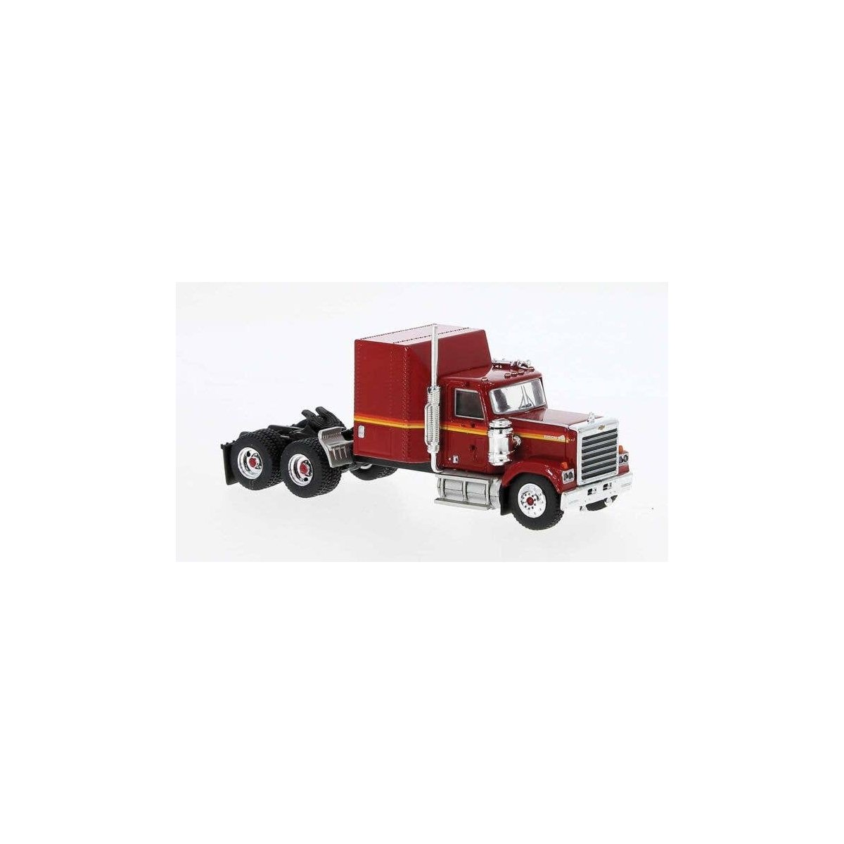 Chevrolet Bison Semi Tractor Only - Assembled -- Red, Yellow, HO, Brekina Automodelle 85784