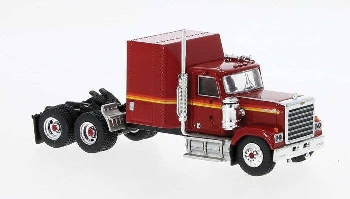 Chevrolet Bison Semi Tractor Only - Assembled -- Red, Yellow, HO, Brekina Automodelle 85784